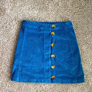 Boutique Front Button Corduroy Skirt